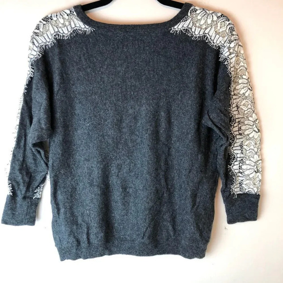 J.Crew | Gray Crewneck Edged Lace Sweater - Picture 7 of 7